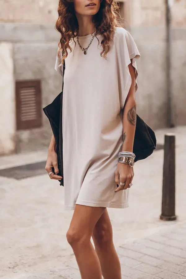 Absolutely Comfortable Cotton Blend Batwing Loose T-shirt Mini Dress