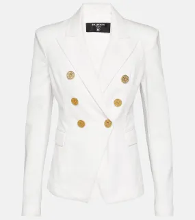 Balmain Double Breasted Denim Jacket, White