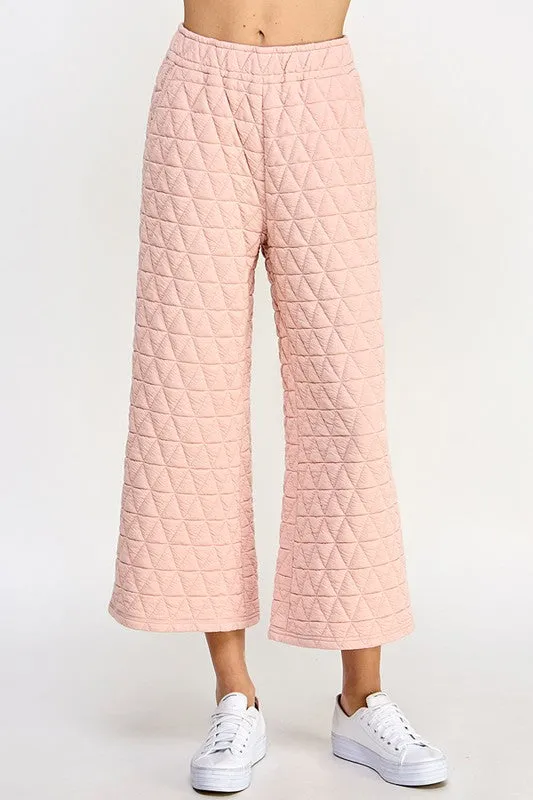 Blush Quilted Cropped Wide Pants