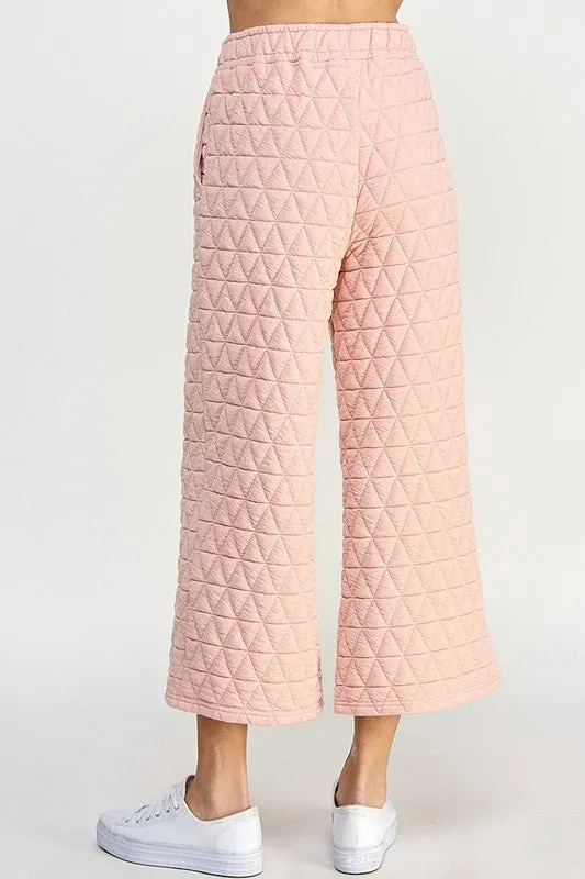 Blush Quilted Cropped Wide Pants