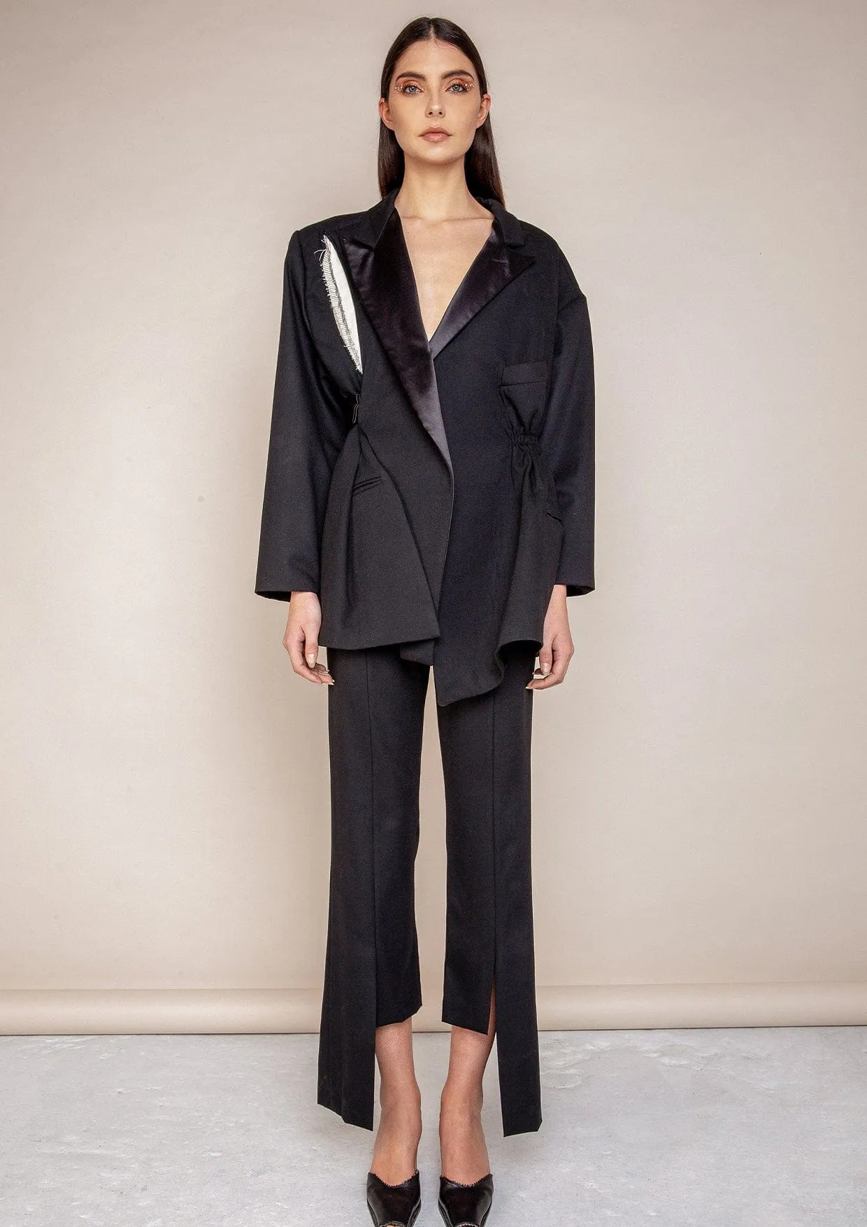 Carol Deconstructed Asymmetric Rip-Effect Suit Jacket