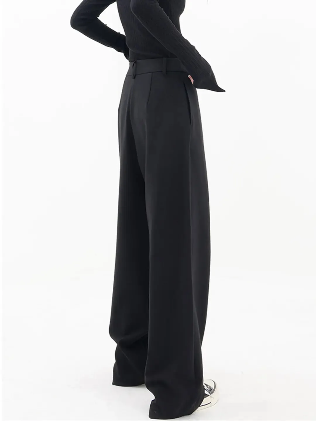 Chic Asymmetrical High-Waisted Baggy Trousers for Stylish Comfort