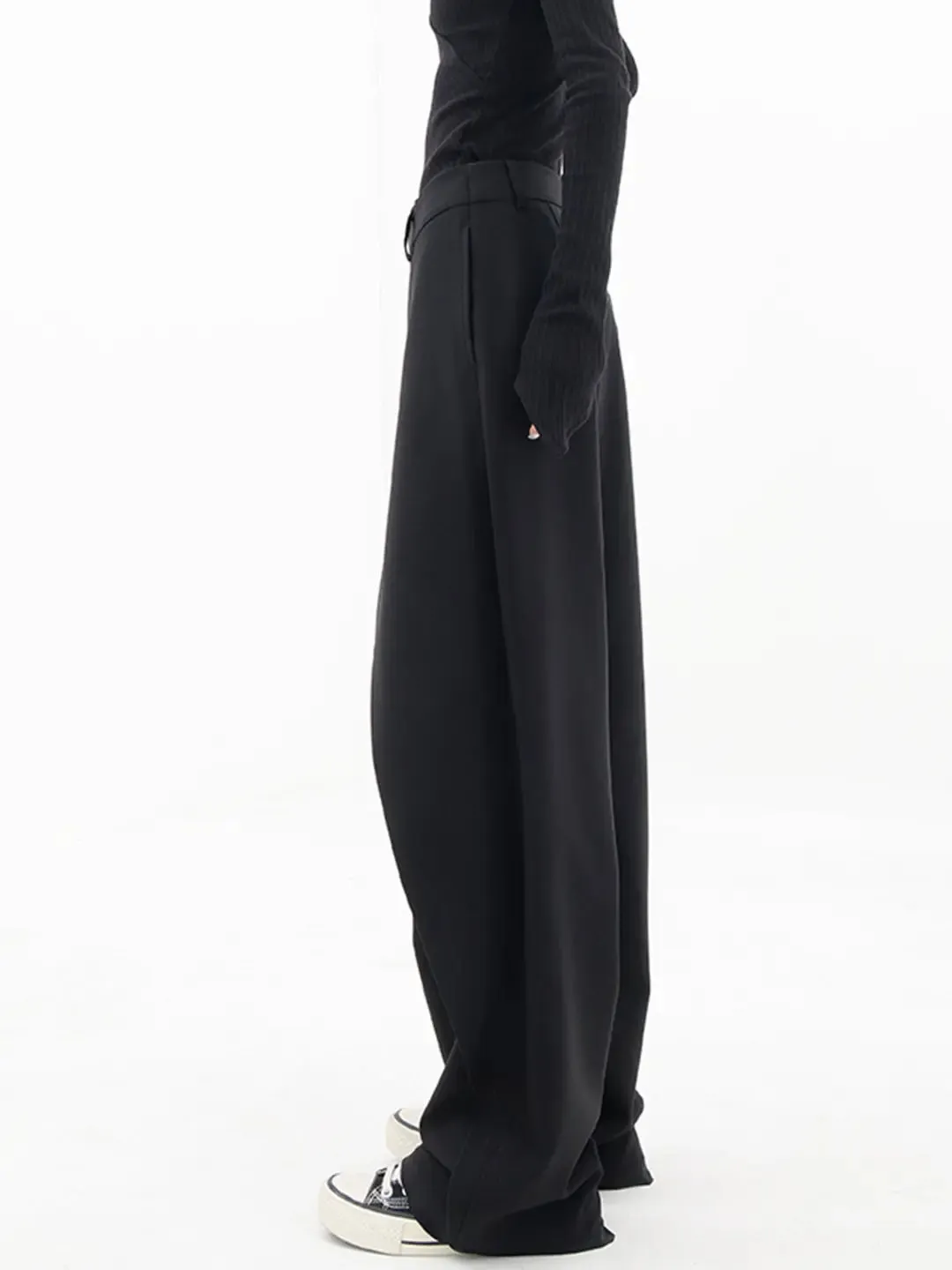 Chic Asymmetrical High-Waisted Baggy Trousers for Stylish Comfort