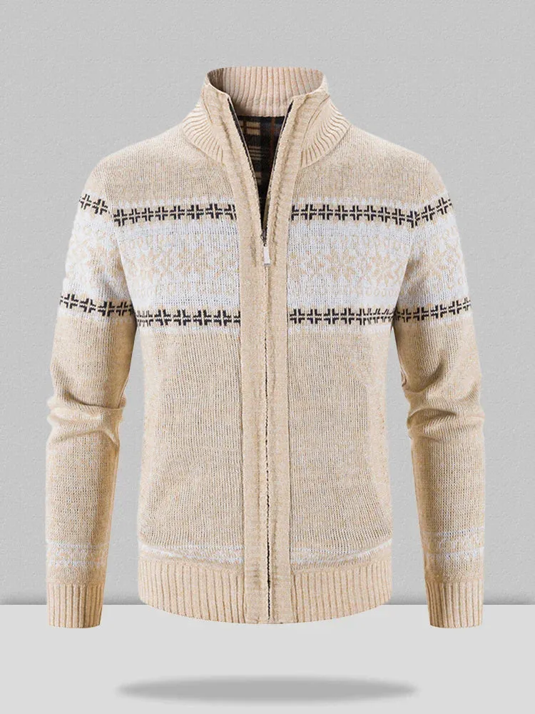 Christmas snowflake piece standing collar warm cardigan knitted jacket