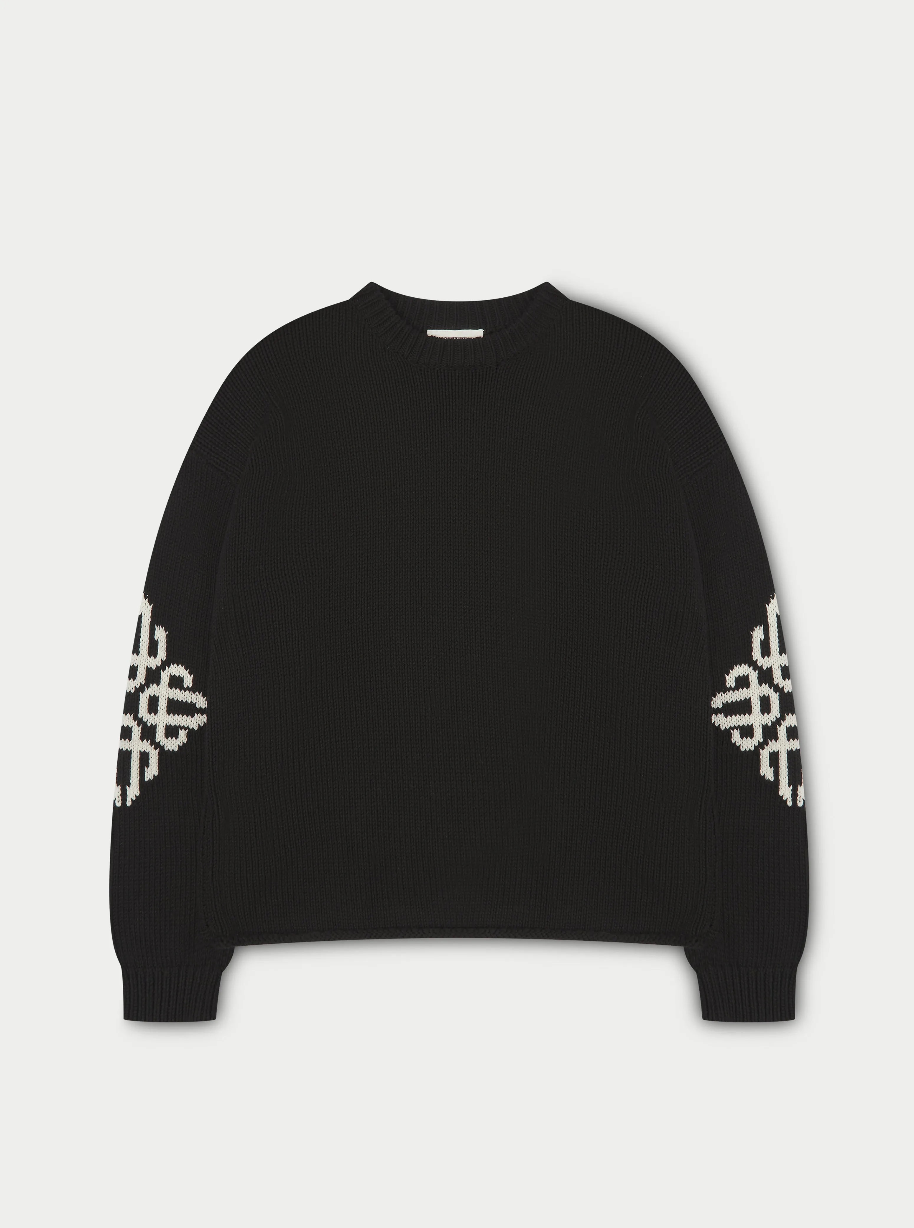 CHUNKY KNIT EMBLEM JUMPER - BLACK