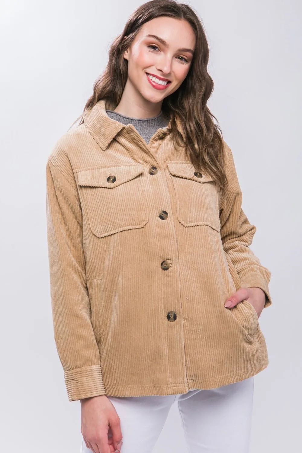 Corduroy Sherpa Jacket - Beige