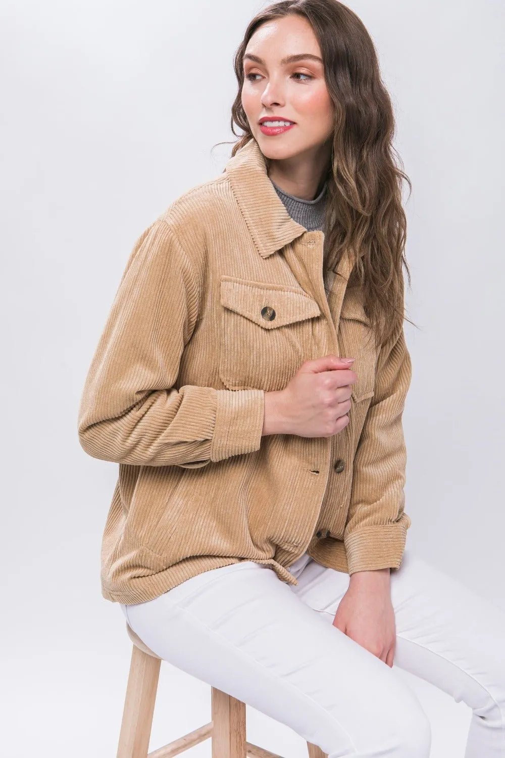 Corduroy Sherpa Jacket - Beige