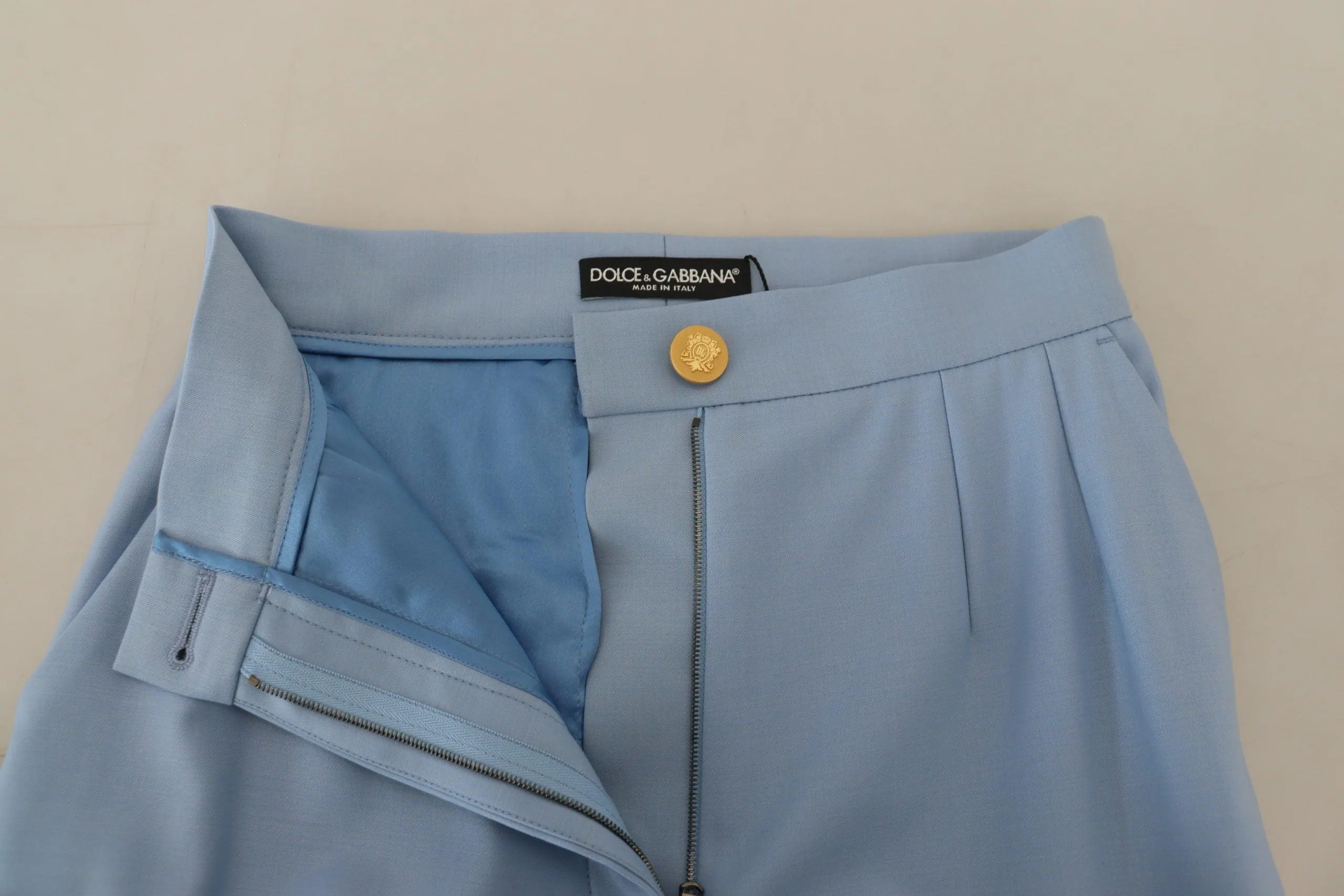 Dolce & Gabbana Light Blue Button Wide Leg Pants