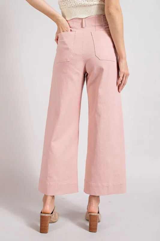 Dusty Pink Soft Washed Wide Leg Pants