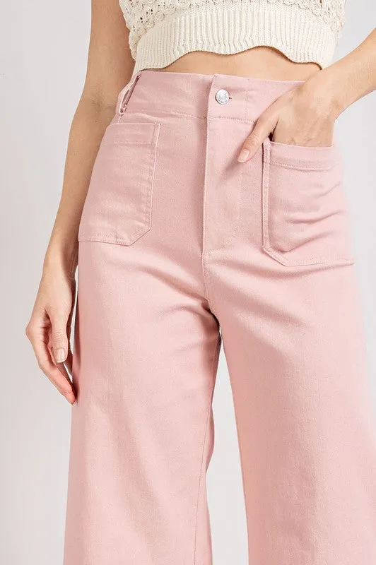 Dusty Pink Soft Washed Wide Leg Pants