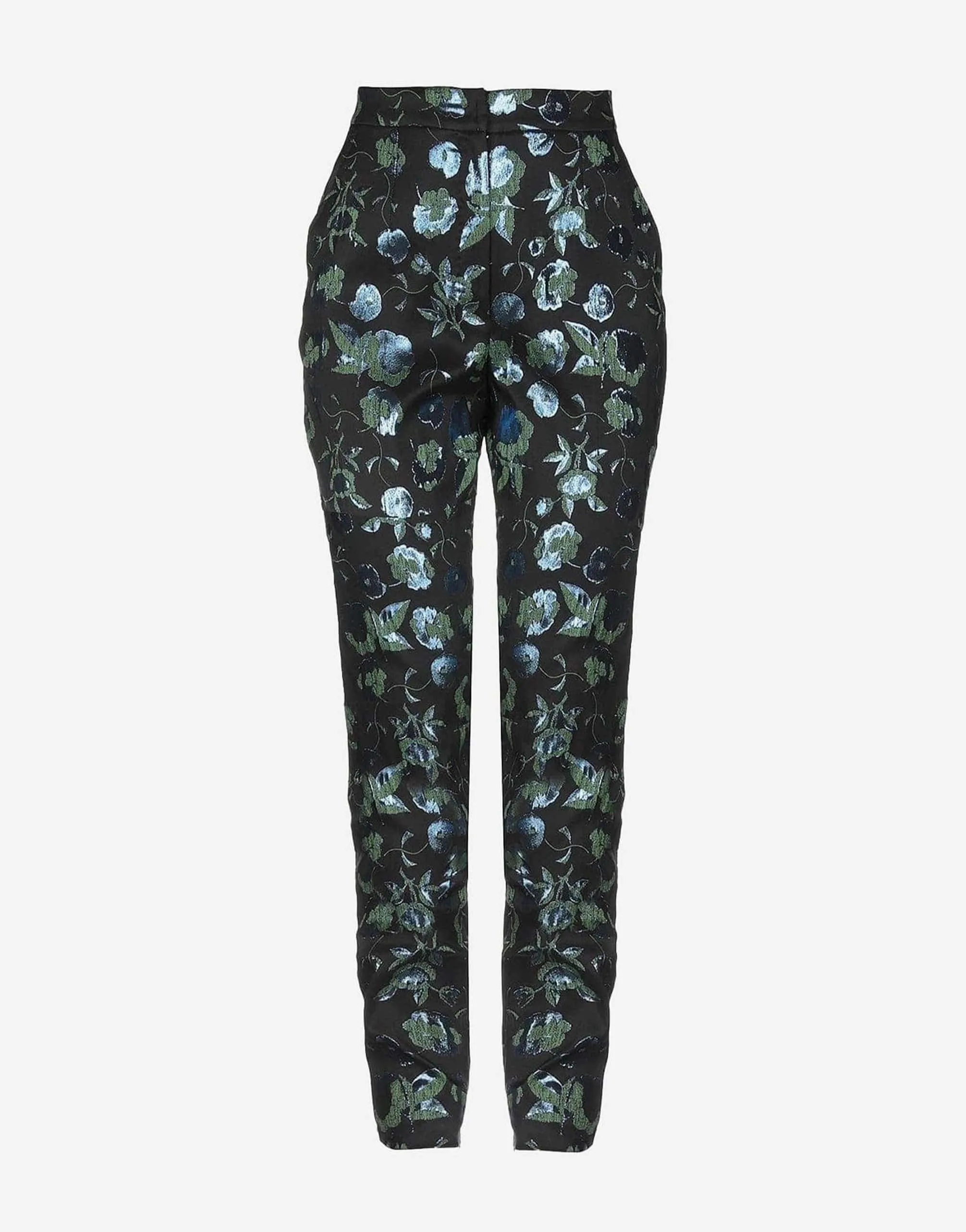 Floral-Print Metallic Trousers