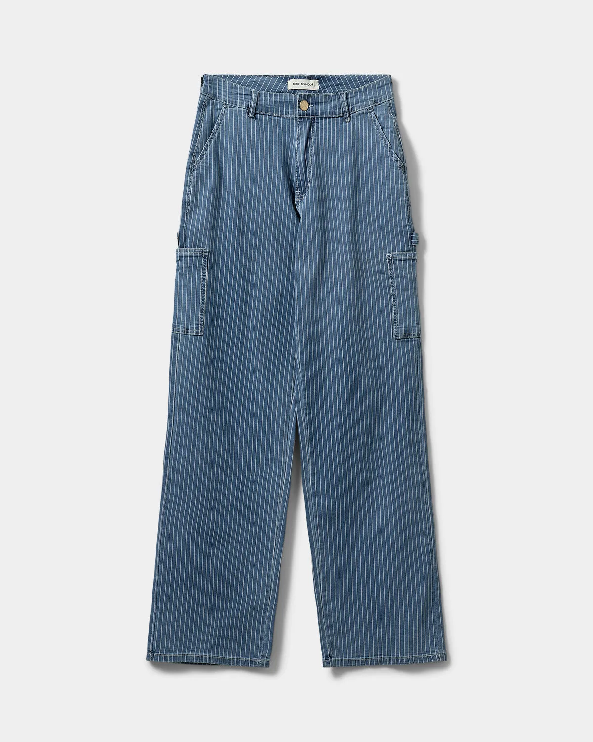 GITTESW TROUSERS - Light Blue striped