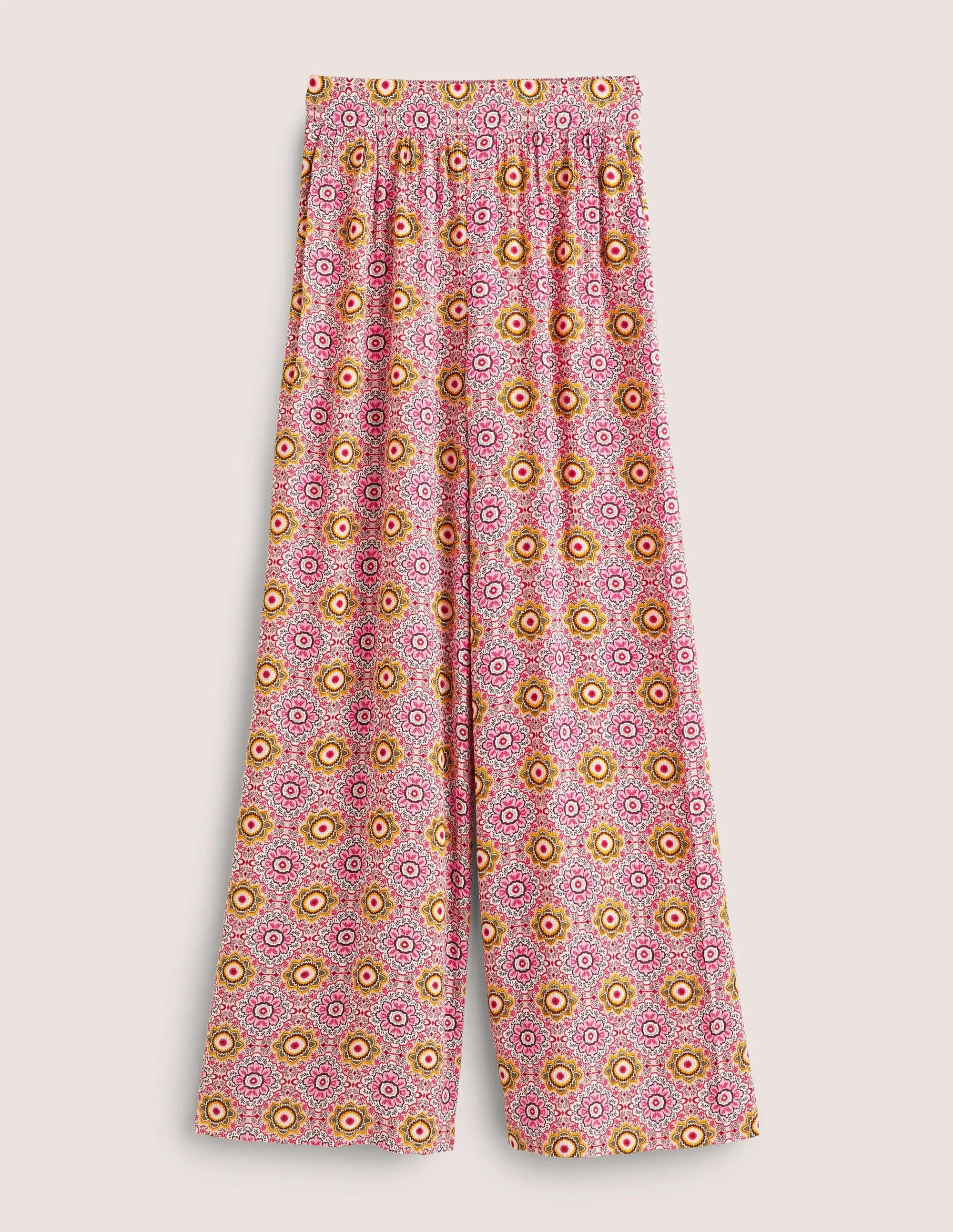 Grace Crinkle Wide Leg Trouser-Milkshake, Paradise Garden