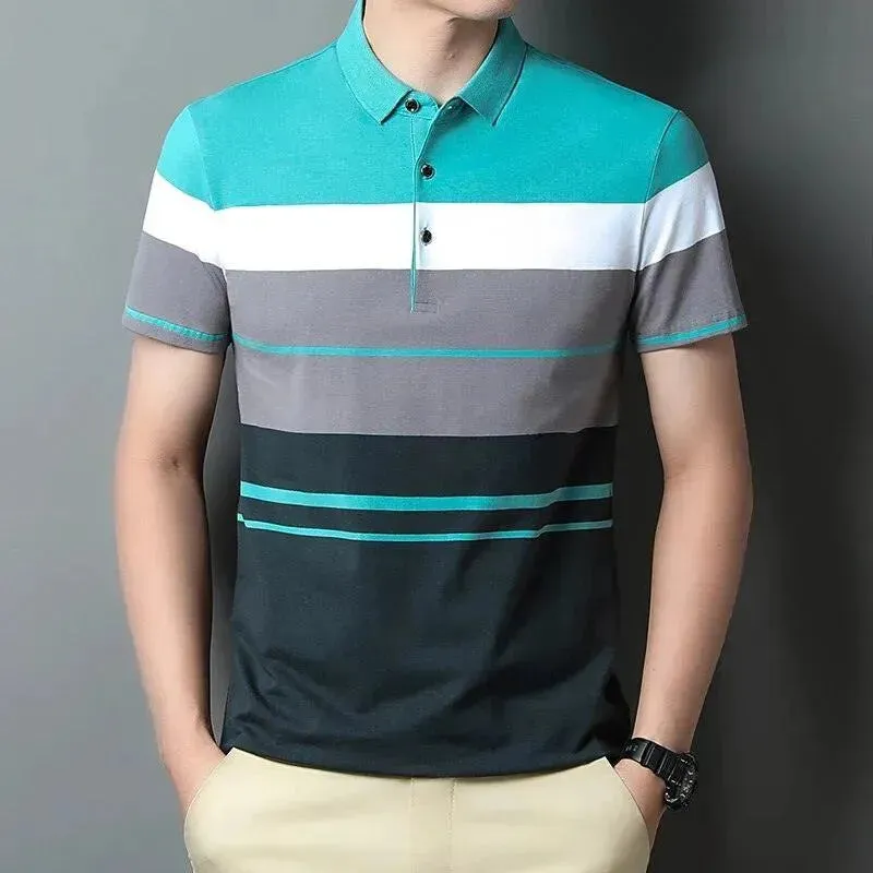 Gradient Striped Polo Shirt For Men