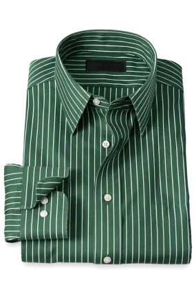 Green Stretch Non-Iron Stripe Formal Shirt