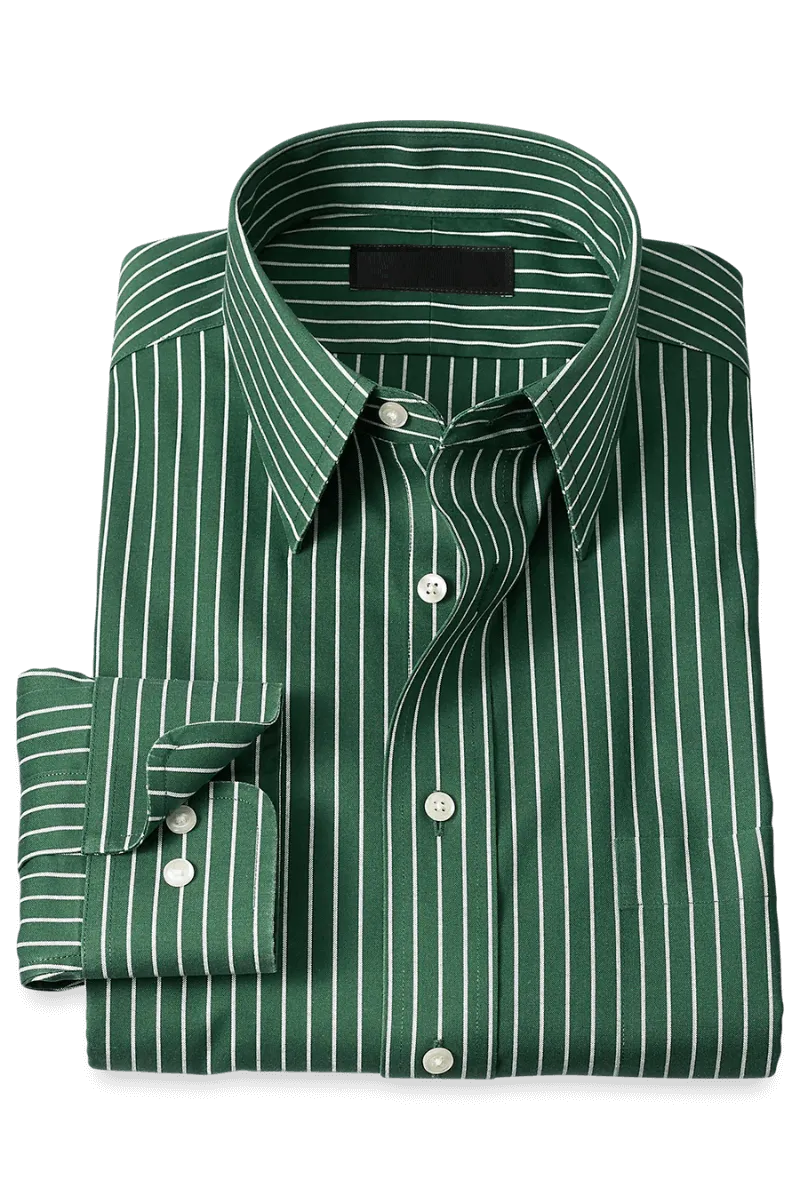 Green Stretch Non-Iron Stripe Formal Shirt