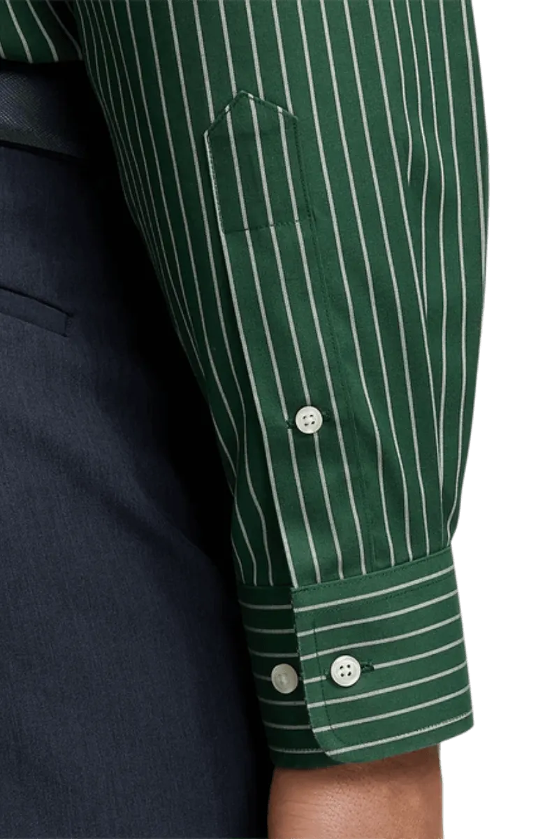 Green Stretch Non-Iron Stripe Formal Shirt