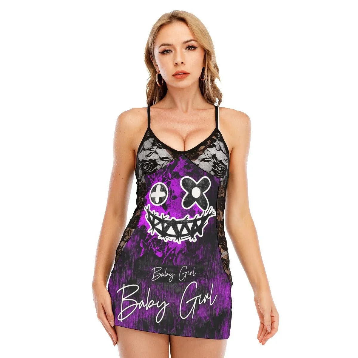 Horror Purple Nightmare Black Lace Sleepwears Babydol Dresses