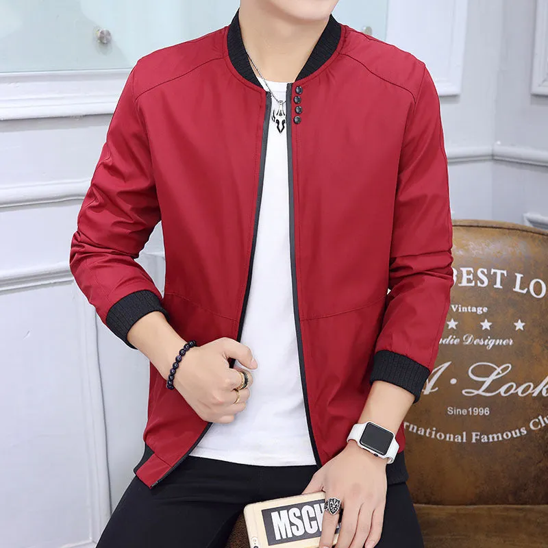 Jacket Slim Look Thin Trendy Baseball Collar Young Outerwear