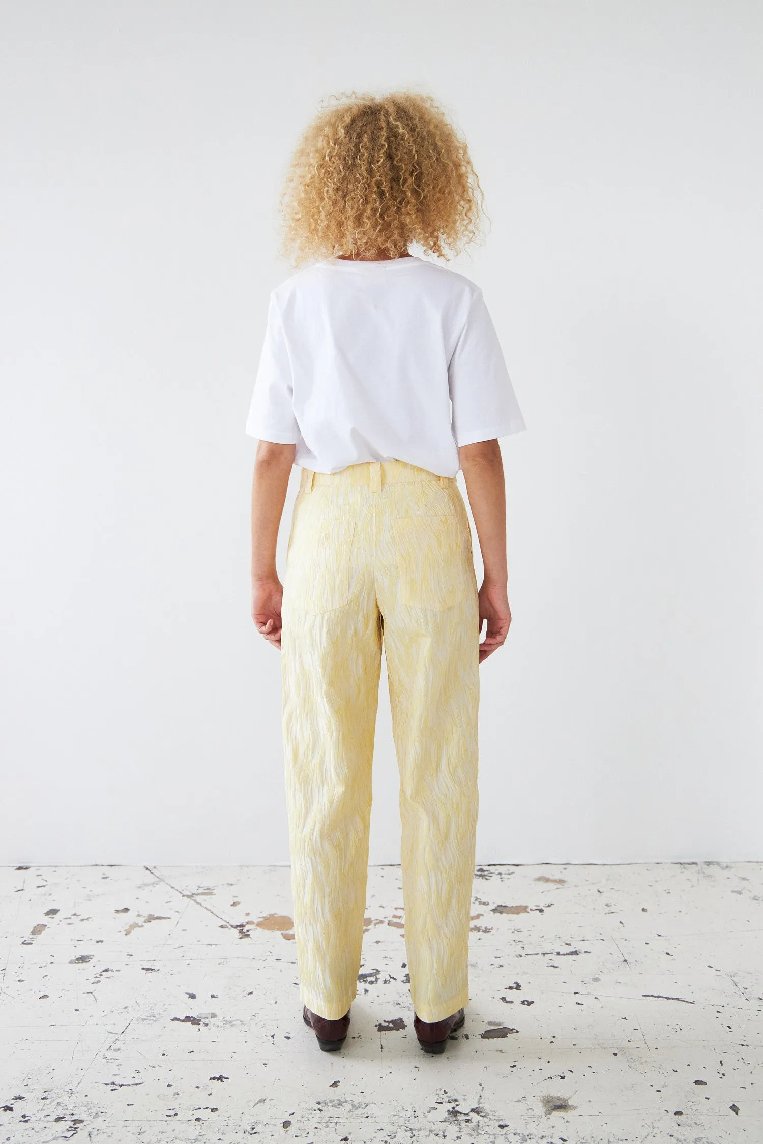 Jacquard wave pants - Light Yellow