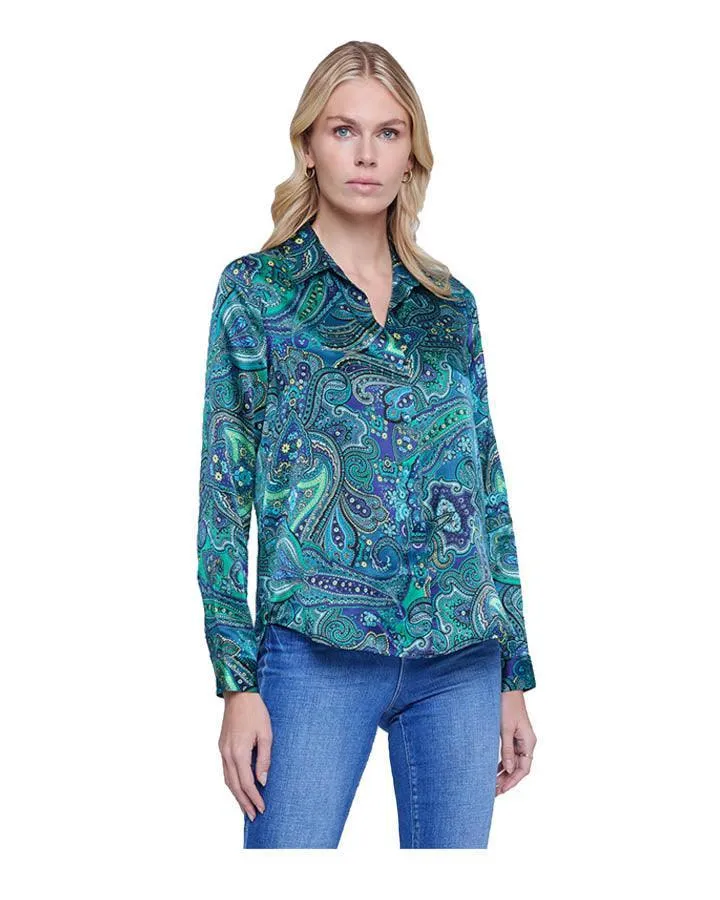 L'Agence Tyler Lagoon Paisley Blouse