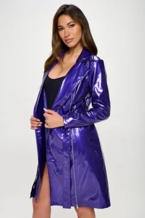 Latex Zip Up Coat - Purple -