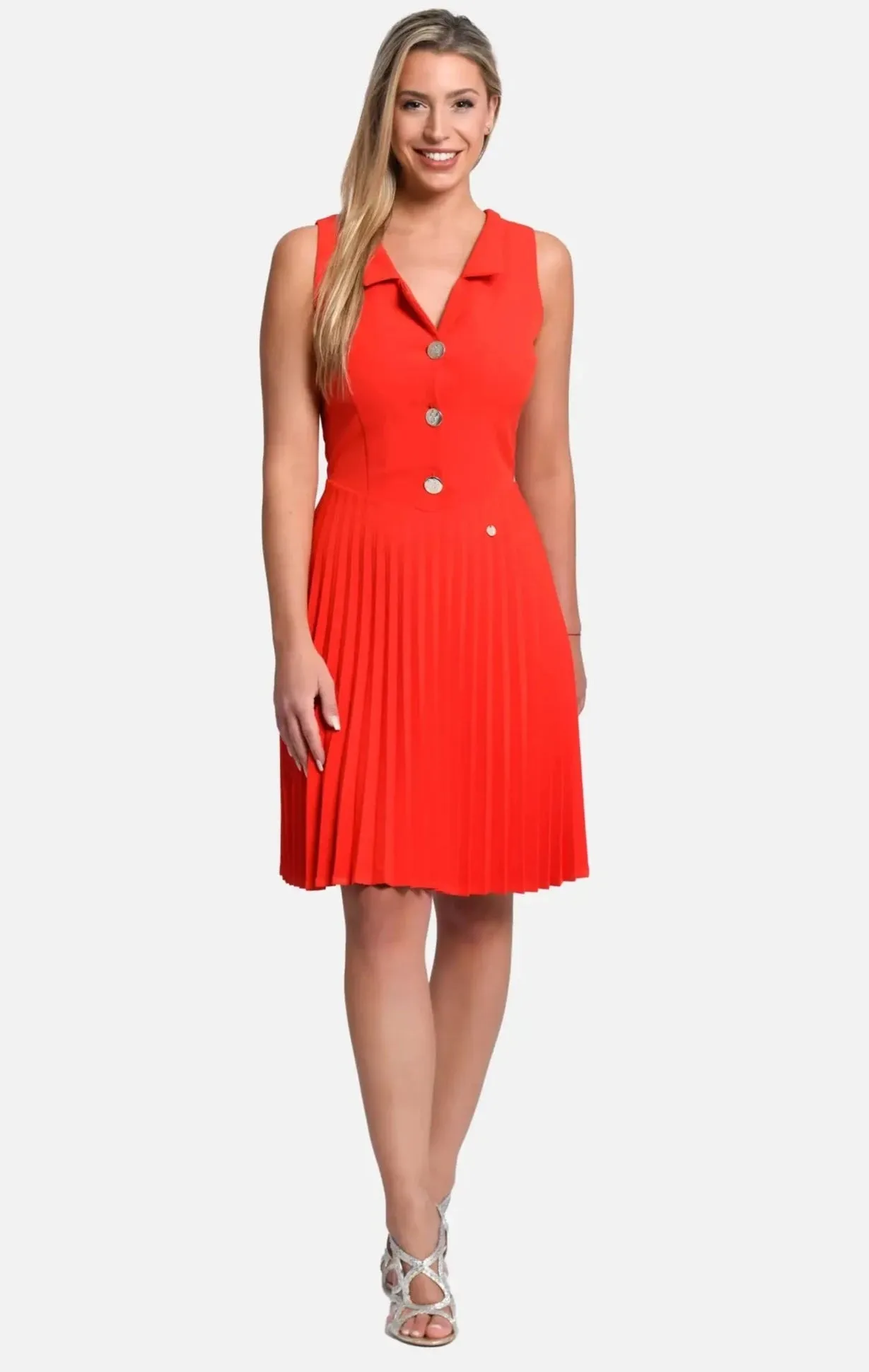 Linda Pleated Dress - Red