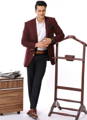 Maroon Plain Superior Serge Super 70's Classic Blazer