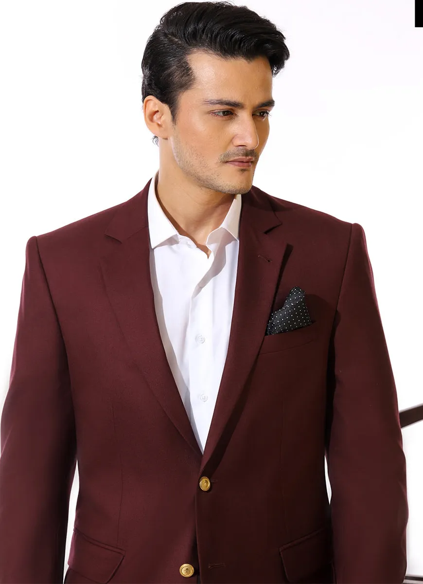 Maroon Plain Superior Serge Super 70's Classic Blazer