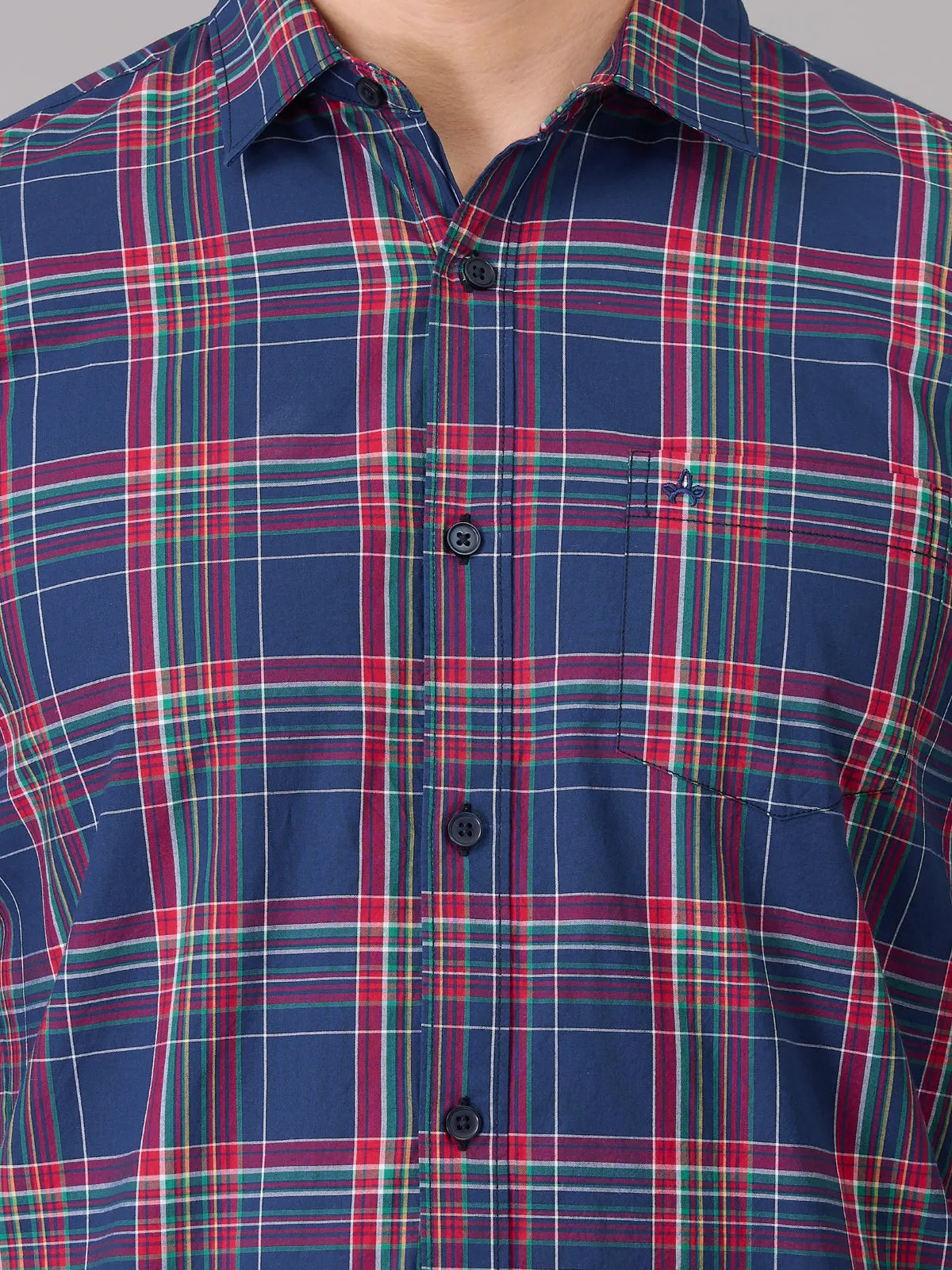 Men Blue Quad Checks Cotton Shirt (GBHM23ED12)