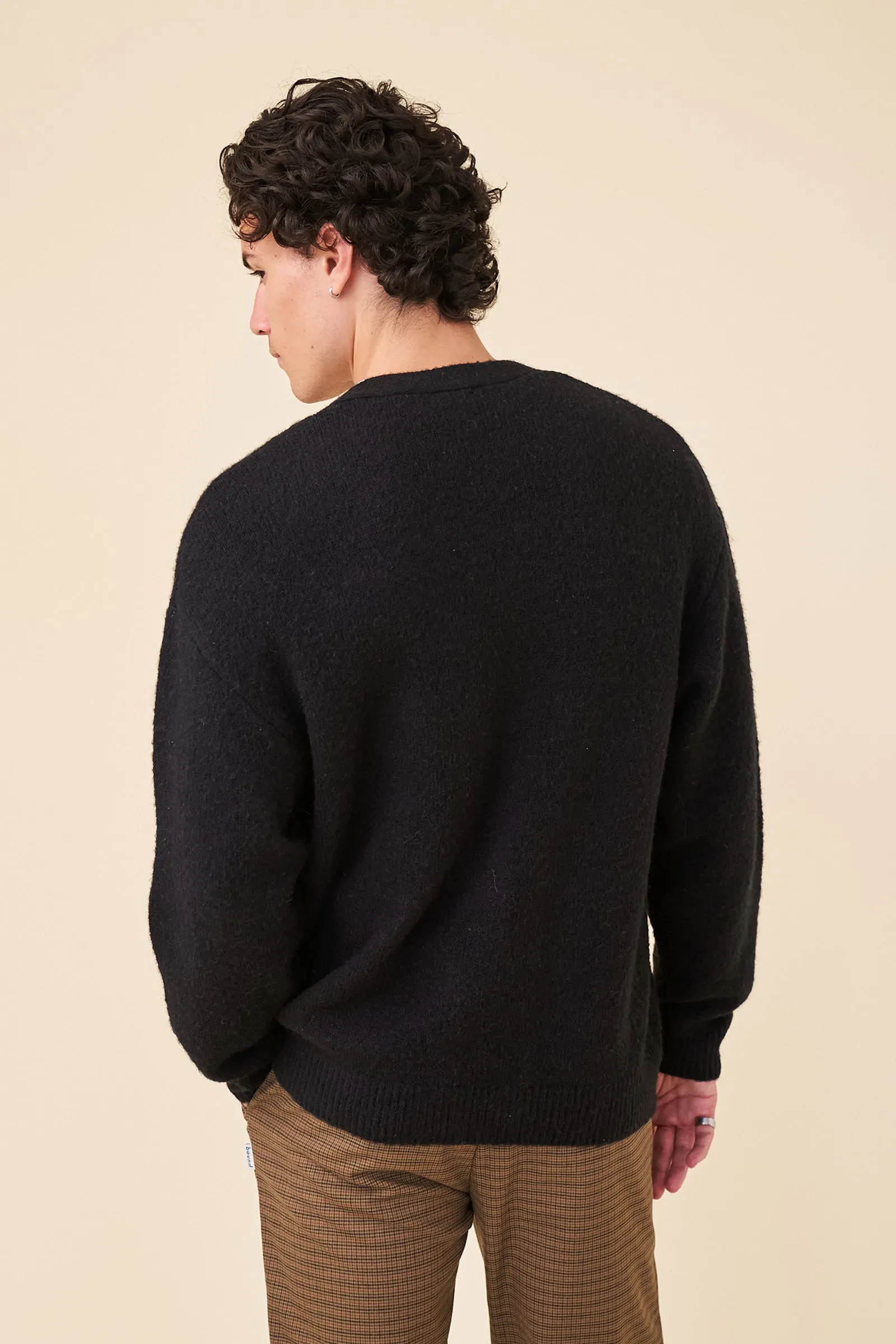 MOHAIR LINK CARDIGAN - BLACK