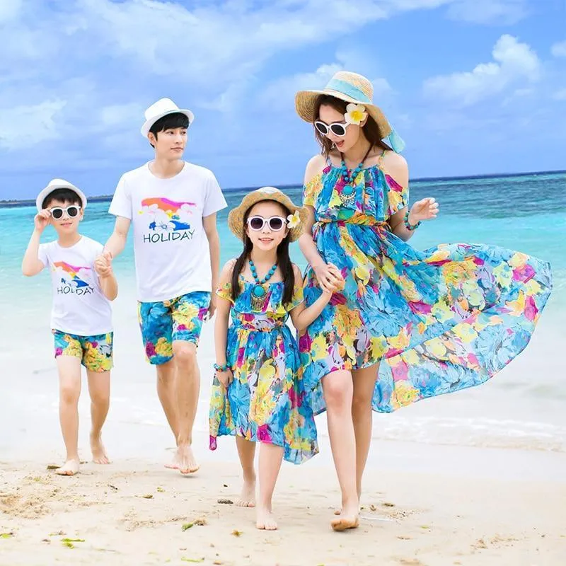 Mother-Daughter Beach Floral Dresses