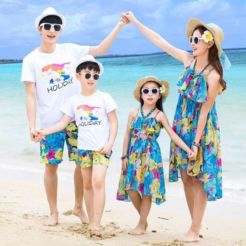 Mother-Daughter Beach Floral Dresses