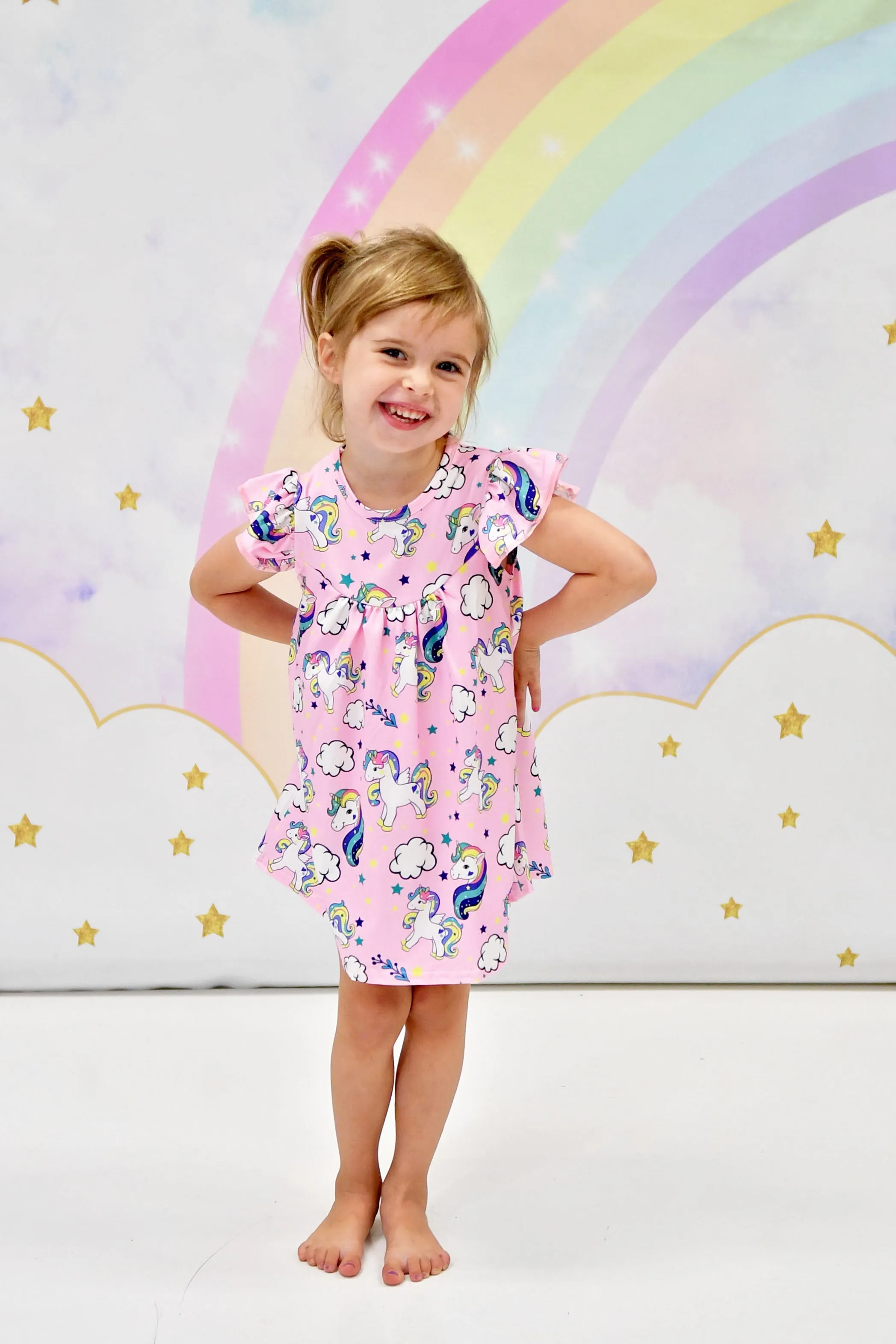 Mystical Unicorn Milk Silk Flutter Dress