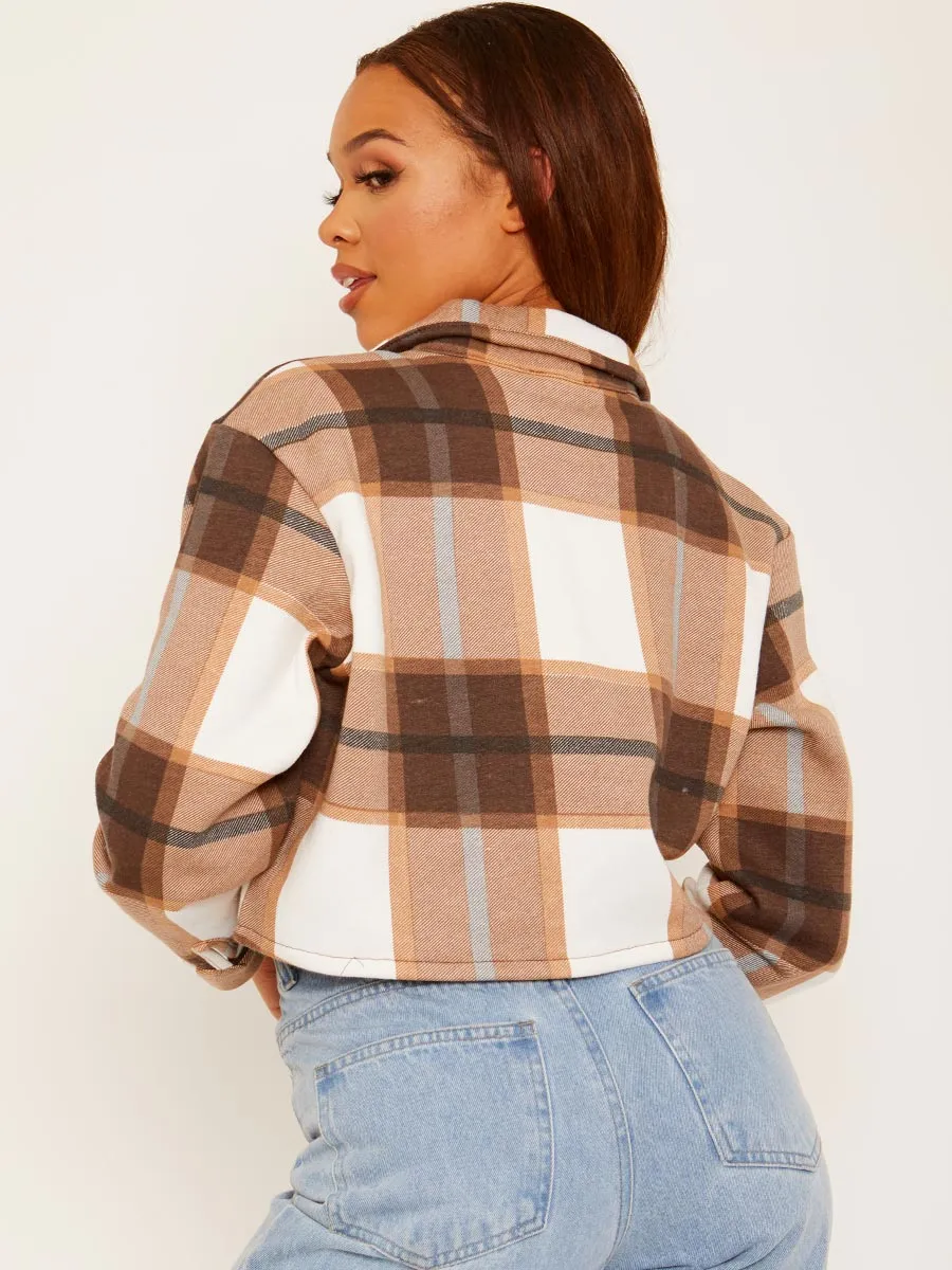 Rachel Cropped Colour Block Checked Shacket