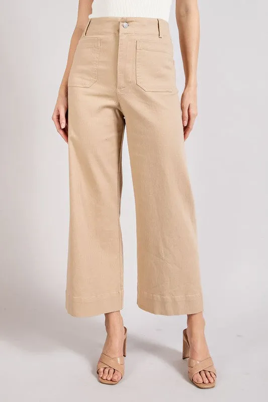 Taupe Soft Washed Wide Leg Pants