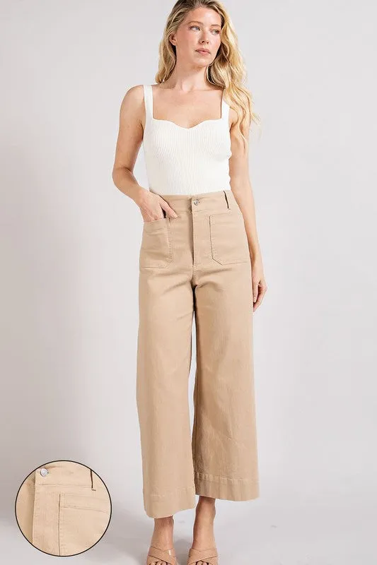 Taupe Soft Washed Wide Leg Pants