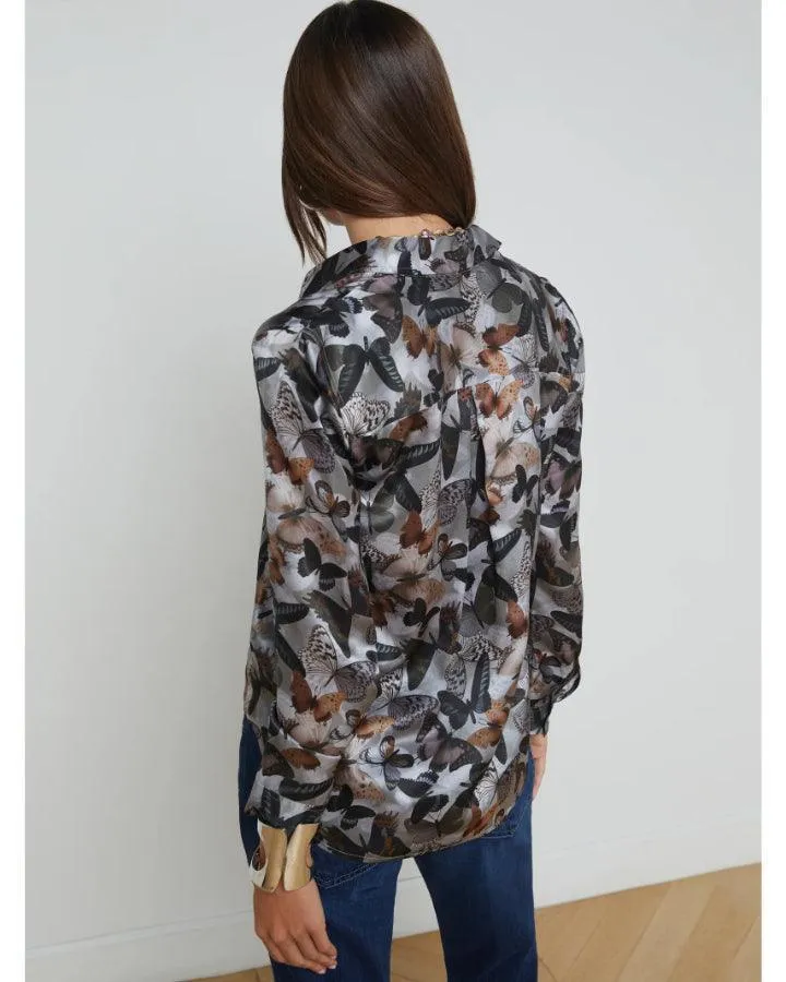 Tyler Dark Butterfly Silk Blouse