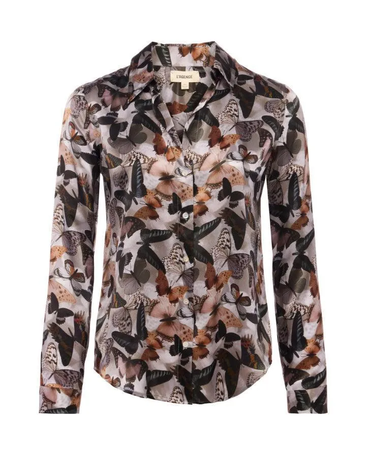 Tyler Dark Butterfly Silk Blouse