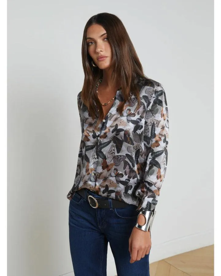 Tyler Dark Butterfly Silk Blouse