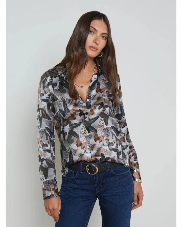 Tyler Dark Butterfly Silk Blouse