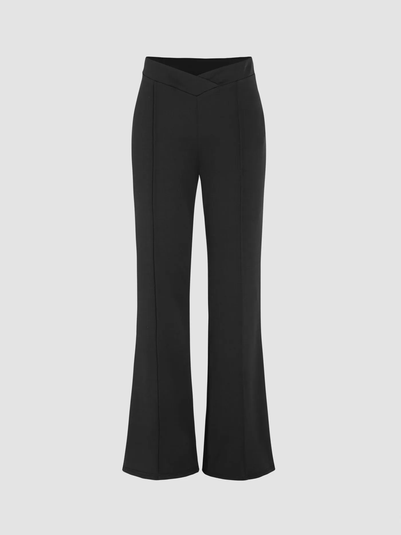 V-Waist Flared Black Trouser