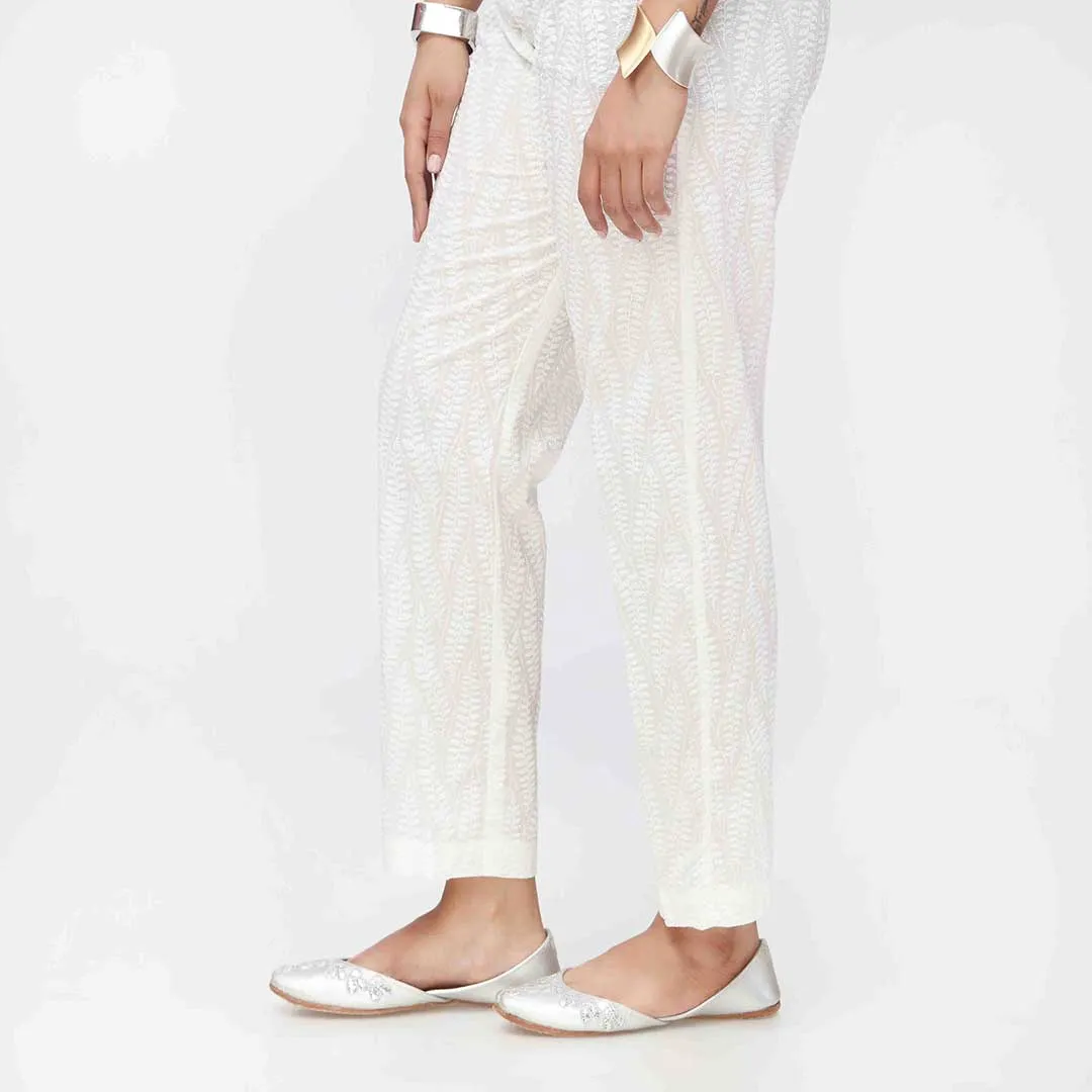 White Puff Printed Cambric Trouser PW3588