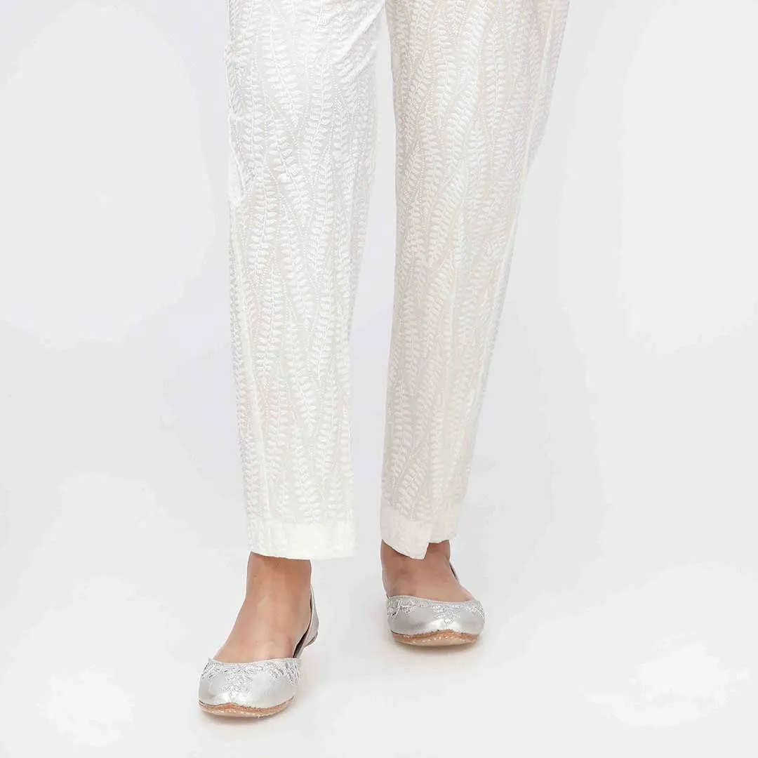 White Puff Printed Cambric Trouser PW3588