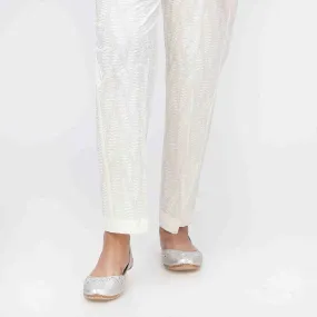 White Puff Printed Cambric Trouser PW3588