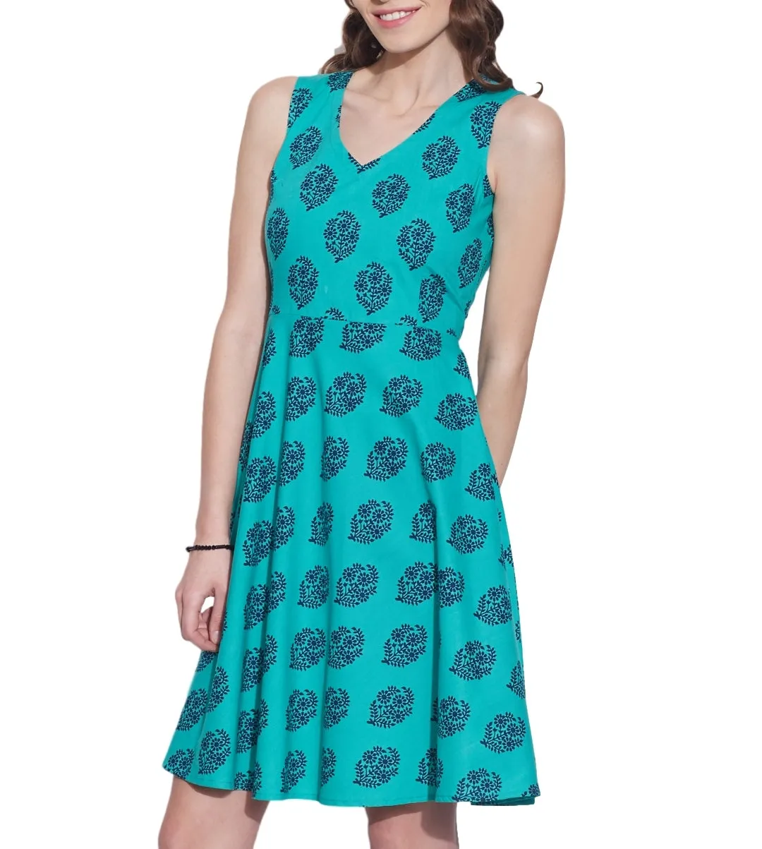 Women Apparels Cotton Printed Dress,Machine Washable,W-CPD42-1606, Size-42 Inch