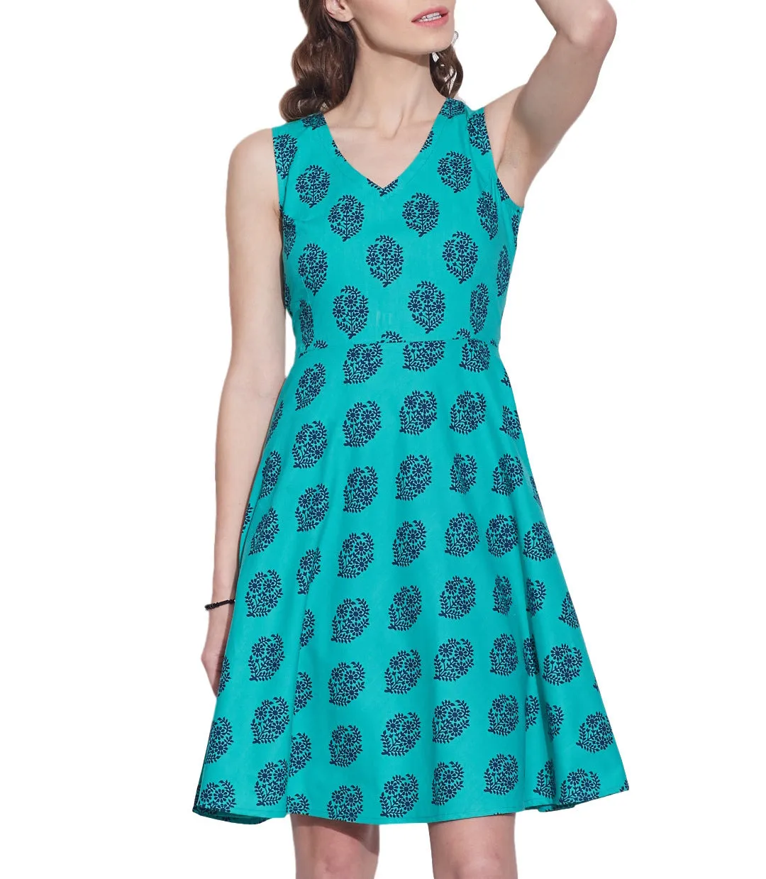 Women Apparels Cotton Printed Dress,Machine Washable,W-CPD42-1606, Size-42 Inch