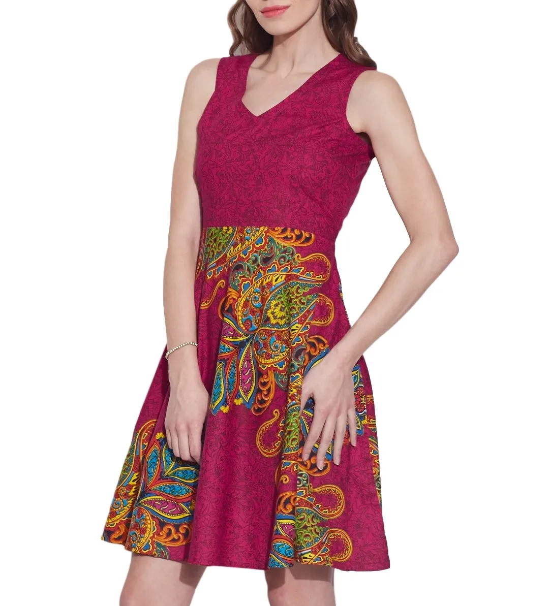 Women's Apparel Cotton Printed Dress,Machine Washable,W-CPD46-1626, Size-46 Inch