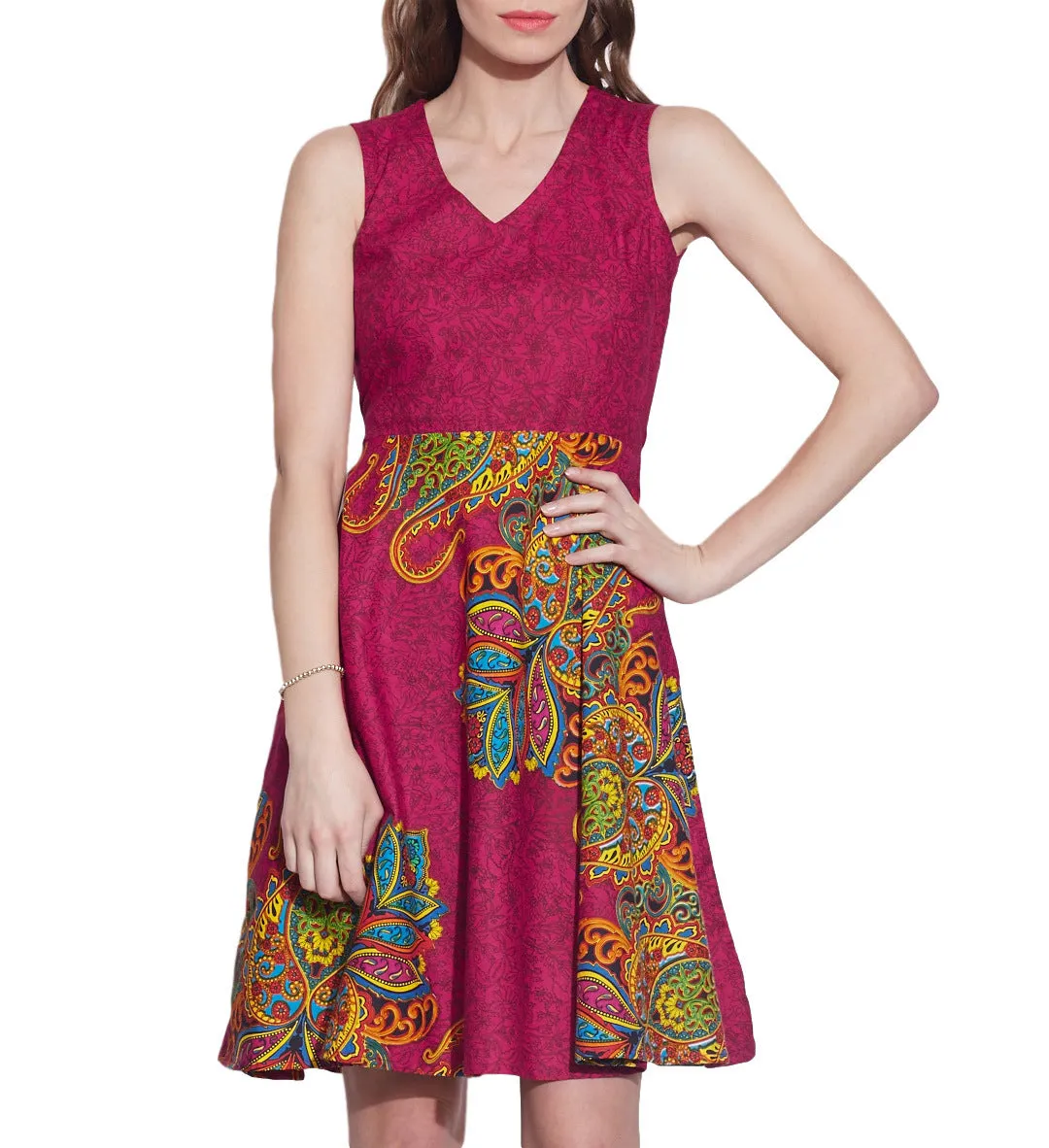 Women's Apparel Cotton Printed Dress,Machine Washable,W-CPD46-1626, Size-46 Inch